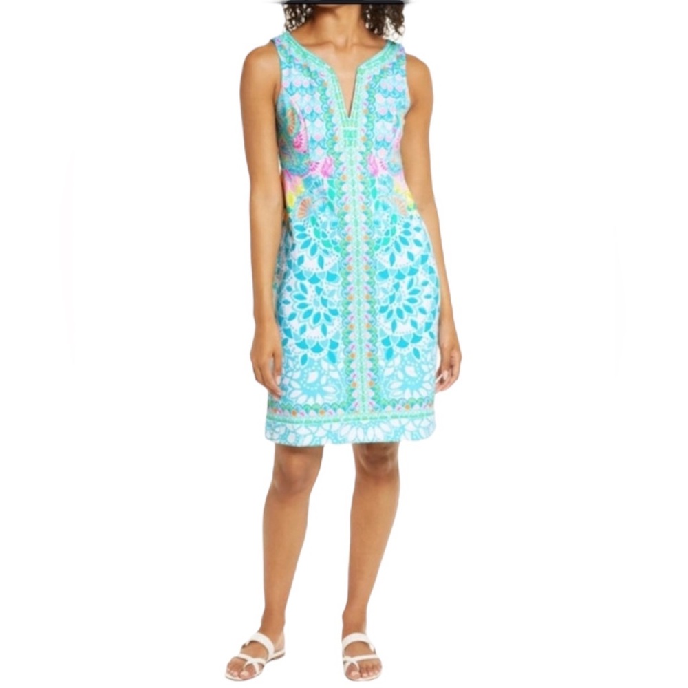 NEW Lilly Pulitzer Sigrid Shift Caribbean Citrus Engineered Knit Dress Size 8-10